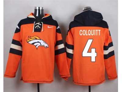 Nike Denver Broncos #4 Britton Colquitt Orange Player Pullover Hoodie