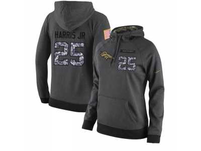 NFL Women's Nike Denver Broncos #25 Chris Harris Jr Stitched Black Anthracite Salute to Service Player Performance Hoodie