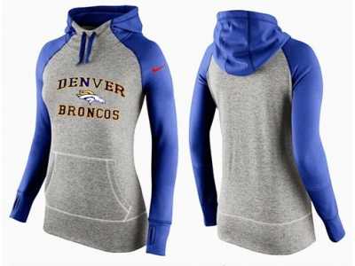 Women Nike Denver Broncos Performance Hoodie Grey & Blue