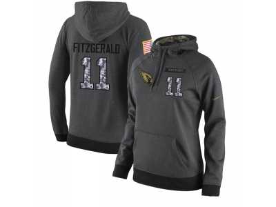 NFL Women's Nike Arizona Cardinals #11 Larry Fitzgerald Stitched Black Anthracite Salute to Service Player Performance Hoodie