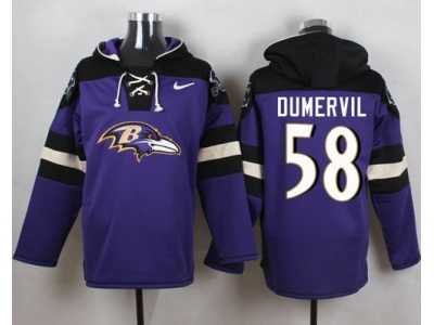 Nike Baltimore Ravens #58 Elvis Dumervil Purple Player Pullover Hoodie