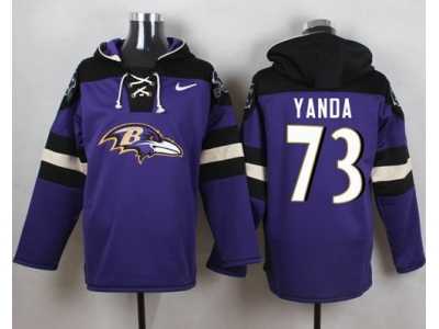 Nike Baltimore Ravens #73 Marshal Yanda Purple Player Pullover Hoodie