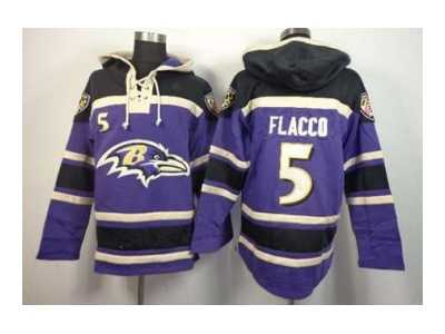 Nike nfl jerseys baltimore ravens #5 flacco purple-black[pullover hooded sweatshirt]