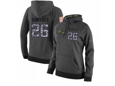 NFL Women's Nike Baltimore Ravens #26 Marlon Humphrey Stitched Black Anthracite Salute to Service Player Performance Hoodie