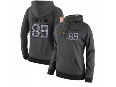 NFL Women's Nike Baltimore Ravens #89 Steve Smith Sr Stitched Black Anthracite Salute to Service Player Performance Hoodie
