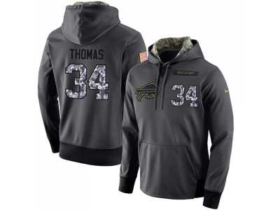 NFL Men's Nike Buffalo Bills #34 Thurman Thomas Stitched Black Anthracite Salute to Service Player Performance Hoodie