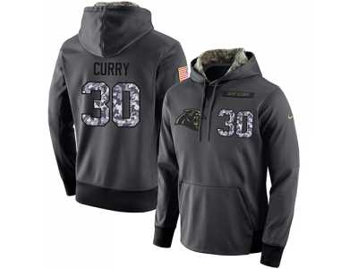 NFL Men's Nike Carolina Panthers #30 Stephen Curry Stitched Black Anthracite Salute to Service Player Performance Hoodie