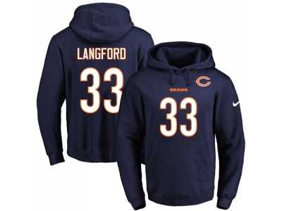 Nike Chicago Bears #33 Jeremy Langford Navy Blue Name & Number Pullover NFL Hoodie