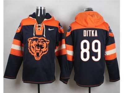 Nike Chicago Bears #89 Mike Ditka Navy Blue Player Pullover Hoodie