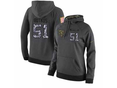 NFL Women's Nike Chicago Bears #51 Dick Butkus Stitched Black Anthracite Salute to Service Player Performance Hoodie