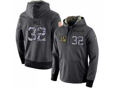 NFL Men's Nike Cincinnati Bengals #32 Jeremy Hill Stitched Black Anthracite Salute to Service Player Performance Hoodie
