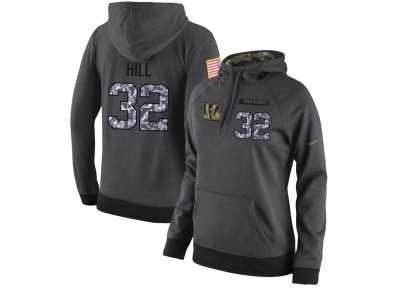 NFL Women's Nike Cincinnati Bengals #32 Jeremy Hill Stitched Black Anthracite Salute to Service Player Performance Hoodie