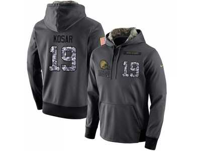 NFL Men's Nike Cleveland Browns #19 Bernie Kosar Stitched Black Anthracite Salute to Service Player Performance Hoodie