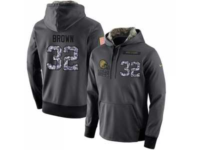 NFL Men's Nike Cleveland Browns #32 Jim Brown Stitched Black Anthracite Salute to Service Player Performance Hoodie