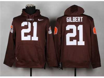 Nike Cleveland Browns #21 Justin Gilbert Brown jersey(Pullover Hoodie)