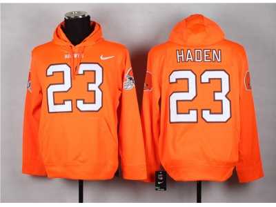Nike Cleveland Browns #23 Joe Haden Orange jerseys(Pullover Hoodie)