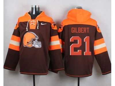 Nike Cleverland Browns #21 Justin Gilbert Brown Player Pullover NFL Hoodie