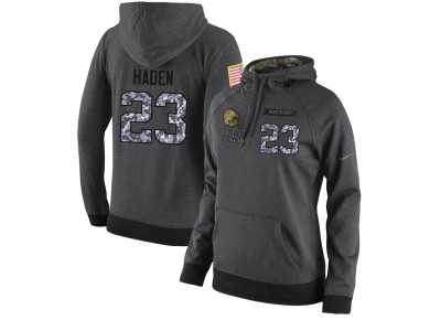 NFL Women's Nike Cleveland Browns #23 Joe Haden Stitched Black Anthracite Salute to Service Player Performance Hoodie