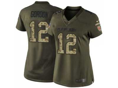 Women Nike Cleveland Browns #12 Josh Gordon Green Salute to Service Jerseys