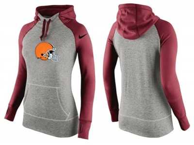 Women Nike Cleveland Browns Performance Hoodie Grey & Red_3