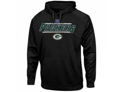 Green Bay Packers Majestic Black Synthetic Hoodie Sweatshirt