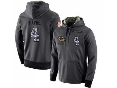 NFL Men's Nike Green Bay Packers #4 Brett Favre Stitched Black Anthracite Salute to Service Player Performance Hoodie
