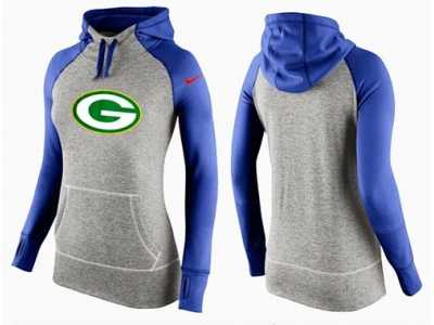 Women Nike Green Bay Packers Performance Hoodie Grey & Blue