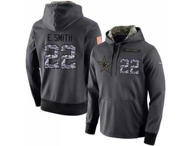 NFL Men's Nike Dallas Cowboys #22 Emmitt Smith Stitched Black Anthracite Salute to Service Player Performance Hoodie