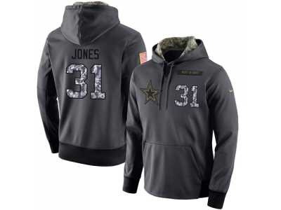 NFL Men's Nike Dallas Cowboys #31 Byron Jones Stitched Black Anthracite Salute to Service Player Performance Hoodie