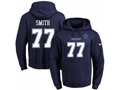 Nike Dallas Cowboys #77 Tyron Smith Navy Blue Name & Number Pullover NFL Hoodie