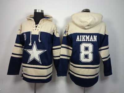Nike Dallas Cowboys #8 Troy Aikman blue-white jerseys[pullover hooded sweatshirt]