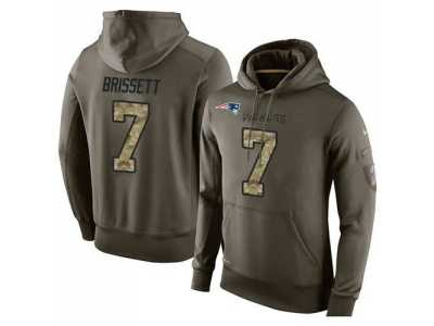 NFL Men's Nike New England Patriots #7 Jacoby Brissett Stitched Green Olive Salute To Service KO Performance Hoodie