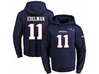 Nike New England Patriots #11 Julian Edelman Navy Blue Name & Number Pullover NFL Hoodie