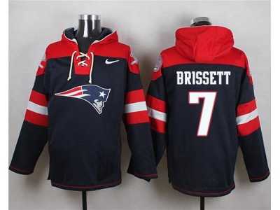 Nike New England Patriots #7 Jacoby Brissett Navy Blue Player Pullover NFL Hoodie