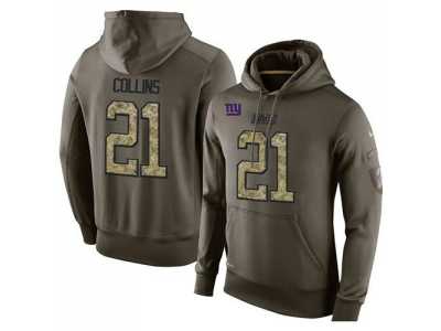 NFL Men's Nike New York Giants #21 Landon Collins Stitched Green Olive Salute To Service KO Performance Hoodie