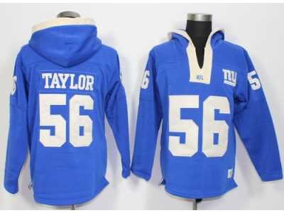 New York Giants #56 Lawrence Taylor Royal Blue Player Winning Method Pullover NFL Hoodie