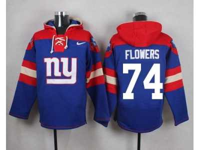 Nike New York Giants #74 Ereck Flowers Royal Blue Player Pullover NFL Hoodie