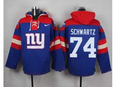 Nike New York Giants #74 Geoff Schwartz Royal Blue Player Pullover NFL Hoodie