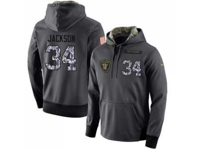NFL Men's Nike Oakland Raiders #34 Bo Jackson Stitched Black Anthracite Salute to Service Player Performance Hoodie