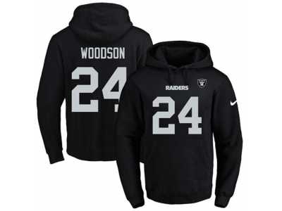 Nike Oakland Raiders #24 Charles Woodson Black Name & Number Pullover NFL Hoodie