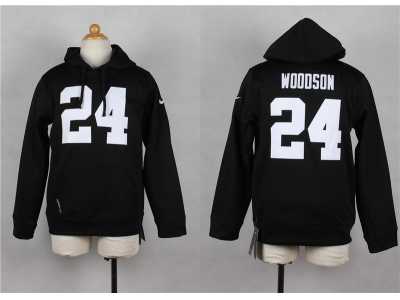 Nike Youth Oakland Raiders #24 Charles Woodson black jerseys(Pullover Hoodie)