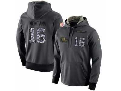 NFL Men's Nike San Francisco 49ers #16 Joe Montana Stitched Black Anthracite Salute to Service Player Performance Hoodie