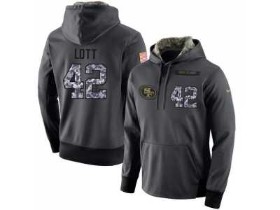 NFL Men's Nike San Francisco 49ers #42 Ronnie Lott Stitched Black Anthracite Salute to Service Player Performance Hoodie