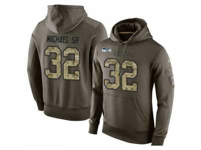 NFL Men''s Nike Seattle Seahawks #32 Christine Michael SR Stitched Green Olive Salute To Service KO Performance Hoodie