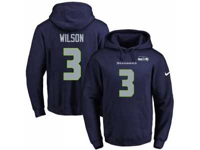 Nike Seattle Seahawks #3 Russell Wilson Navy Blue Name & Number Pullover NFL Hoodie