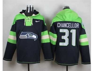 Nike Seattle Seahawks #31 Kam Chancellor Steel Blue Player Pullover Hoodie