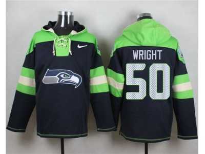 Nike Seattle Seahawks #50 K.J. Wright Steel Blue Player Pullover Hoodie