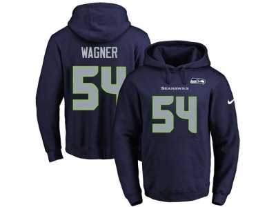 Nike Seattle Seahawks #54 Bobby Wagner Navy Blue Name & Number Pullover NFL Hoodie