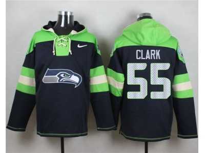 Nike Seattle Seahawks #55 Frank Clark Steel Blue Player Pullover Hoodie
