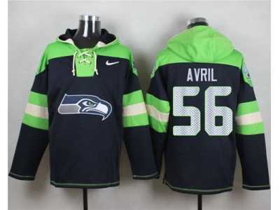Nike Seattle Seahawks #56 Cliff Avril Steel Blue Player Pullover Hoodie